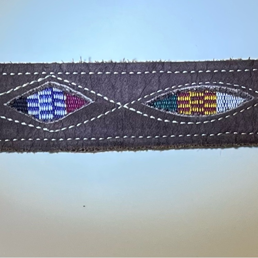 Stylish Brown Leather Belt with Embroidery